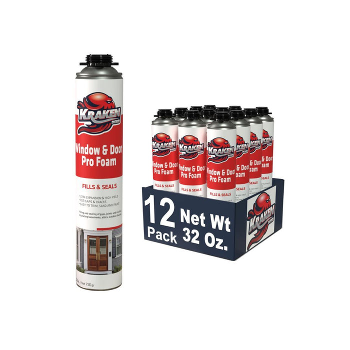 Kraken Bond PRO Window & Door Gap Filler 24oz / 32oz, Low Expansion Gun Foam