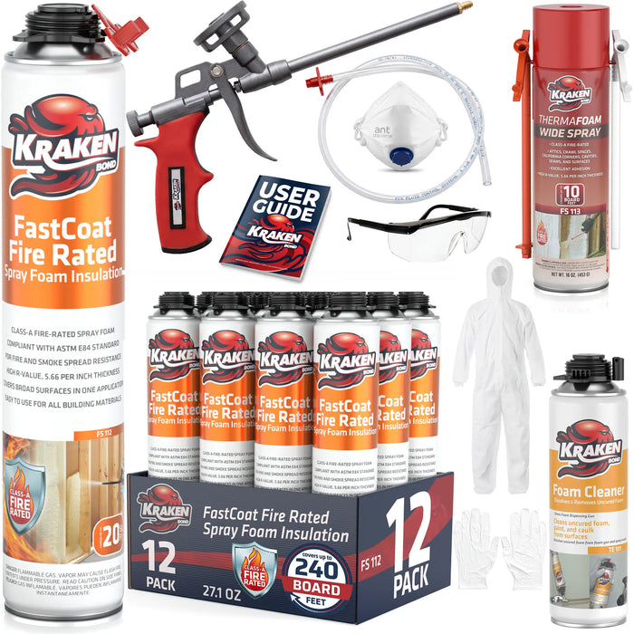 Kraken Bond FastCoat Insulation Spray Foam (Closed Cell Expanding Foam), Class A Fire Rated