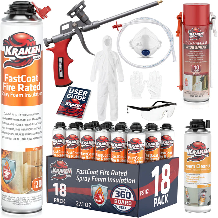 Kraken Bond FastCoat Insulation Spray Foam (Closed Cell Expanding Foam), Class A Fire Rated