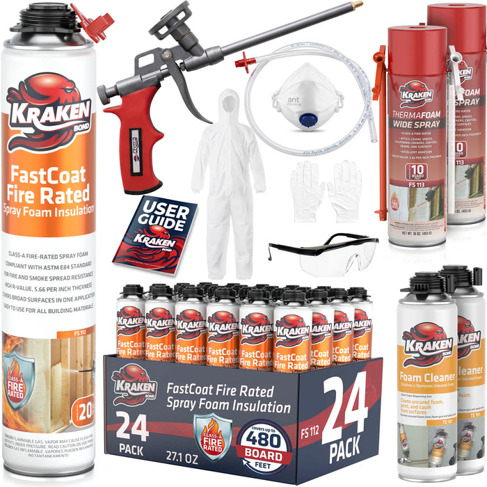 Kraken Bond FastCoat Insulation Spray Foam (Closed Cell Expanding Foam), Class A Fire Rated
