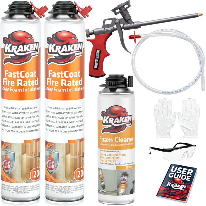 Kraken Bond FastCoat Insulation Spray Foam (Closed Cell Expanding Foam), Class A Fire Rated