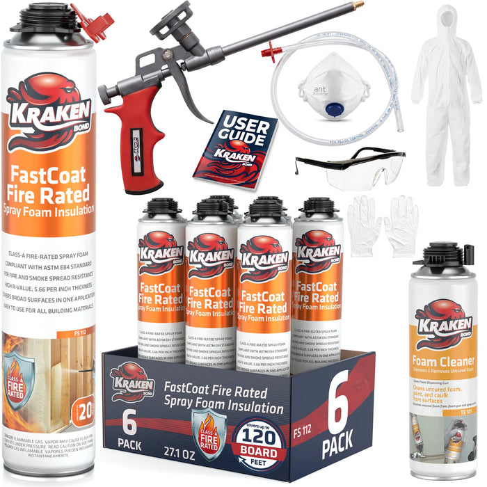 Kraken Bond FastCoat Insulation Spray Foam (Closed Cell Expanding Foam), Class A Fire Rated