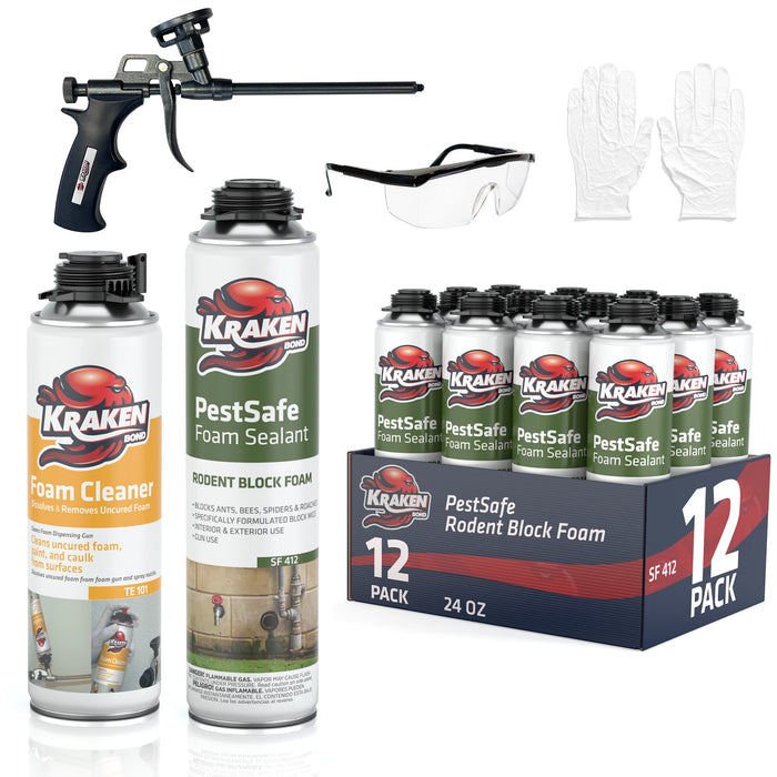 Kraken Bond Pro PestSafe Foam Sealant - Pest & Rodent Block Foam, 24 oz