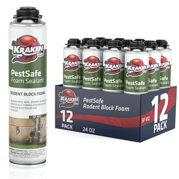 Kraken Bond Pro PestSafe Foam Sealant - Pest & Rodent Block Foam, 24 oz
