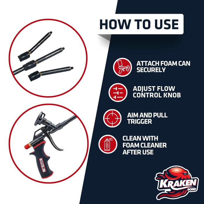 Kraken Bond Pro Foam Gun - 8"
