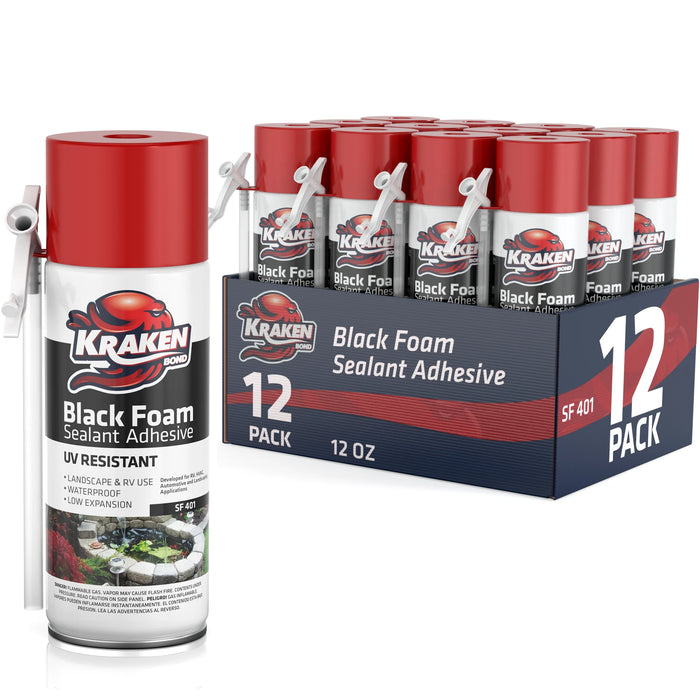 Kraken Bond Black Foam Waterfall & Landscape Adhesive Sealant - 12 oz Straw