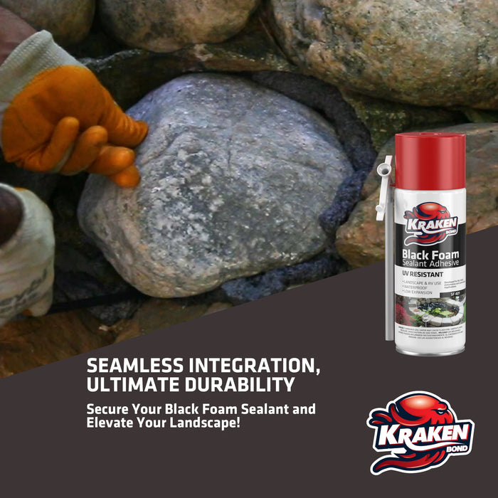 Kraken Bond Black Foam Waterfall & Landscape Adhesive Sealant - 12 oz Straw