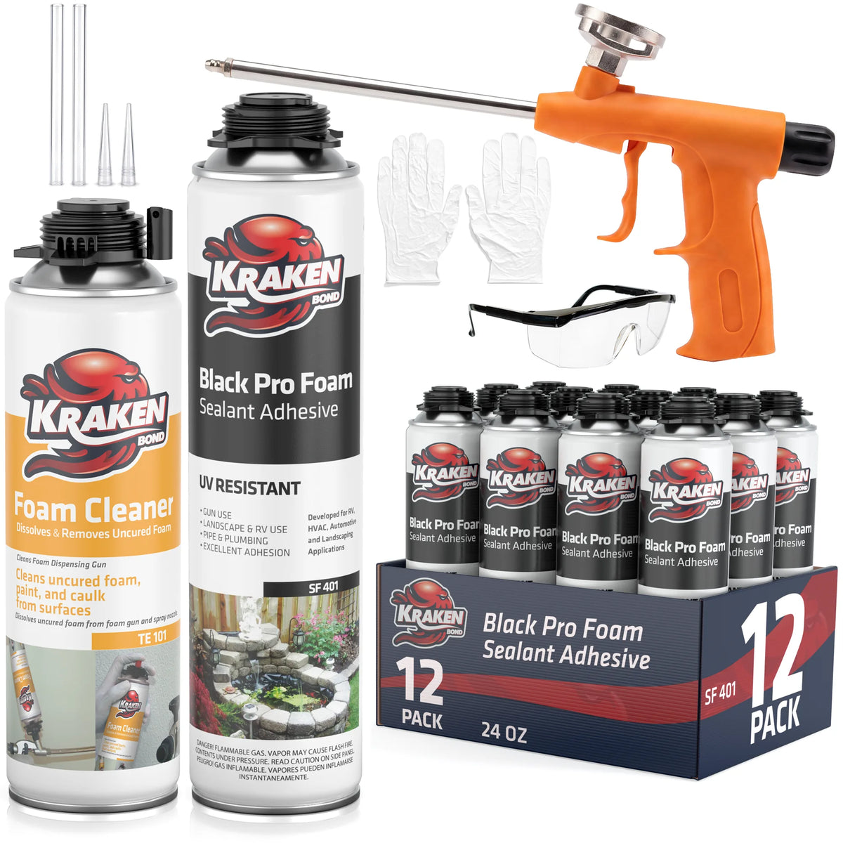 Kraken Bond Black Gun Foam Waterfall & Landscape Adhesive Foam Sealant
