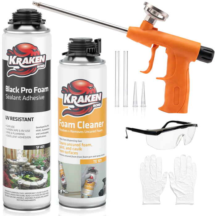 Kraken Bond Black Foam Waterfall & Landscape Adhesive Sealant Gun Use