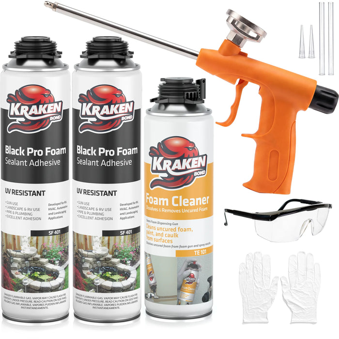Kraken Bond Black Foam Waterfall & Landscape Adhesive Sealant Gun Use