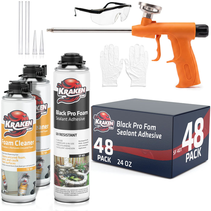 Kraken Bond Black Foam Waterfall & Landscape Adhesive Sealant Gun Use