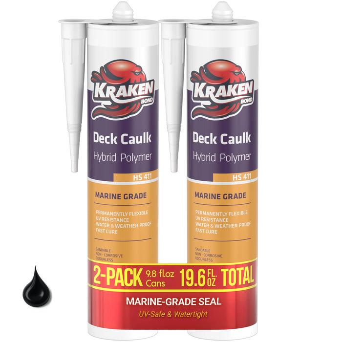 Kraken Bond Deck Caulk Black Marine Sealant - 9.8 fl oz