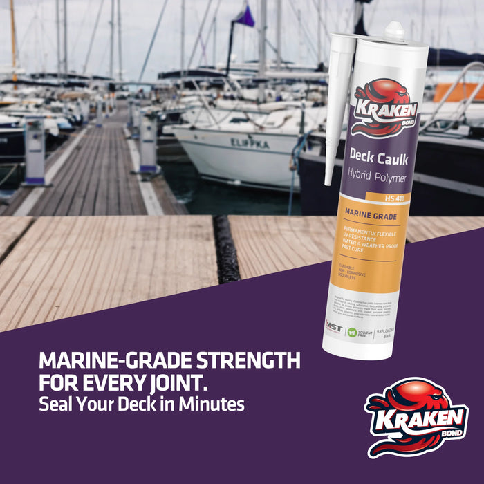 Kraken Bond Deck Caulk Black Marine Sealant - 9.8 fl oz