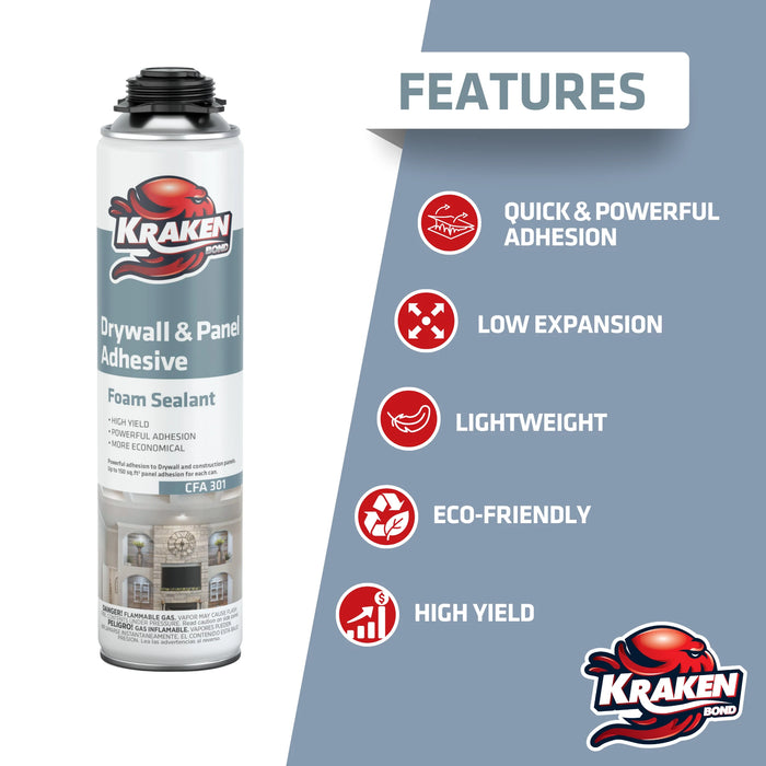 Kraken Drywall & Panel Adhesive Foam - Gun Foam, 24 oz