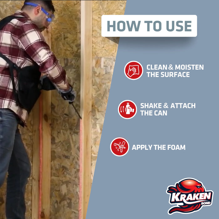Kraken Drywall & Panel Adhesive Foam - Gun Foam, 24 oz