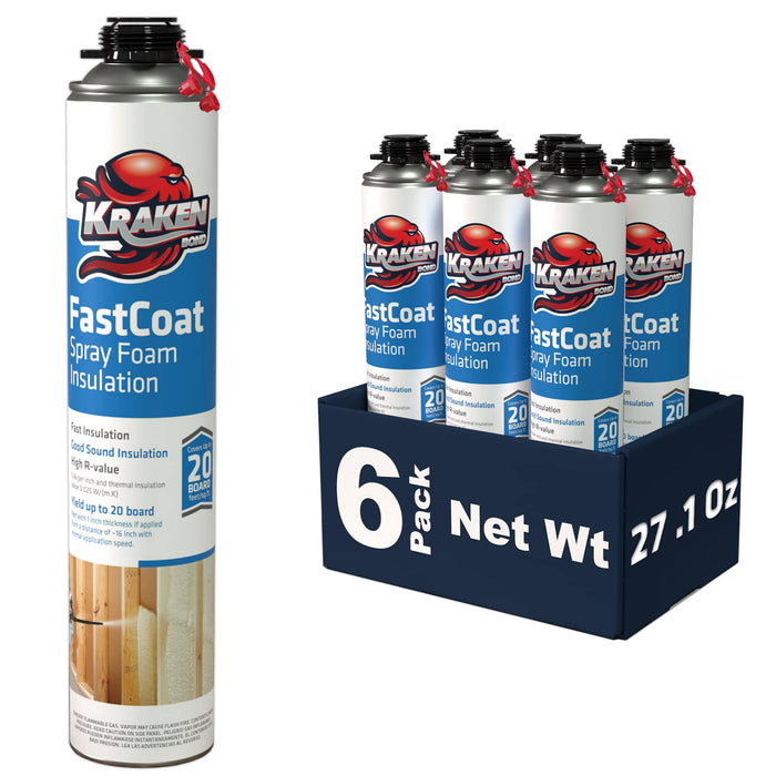 Kraken Bond FastCoat Spray Foam Insulation, Closed Cell - 6 Pack