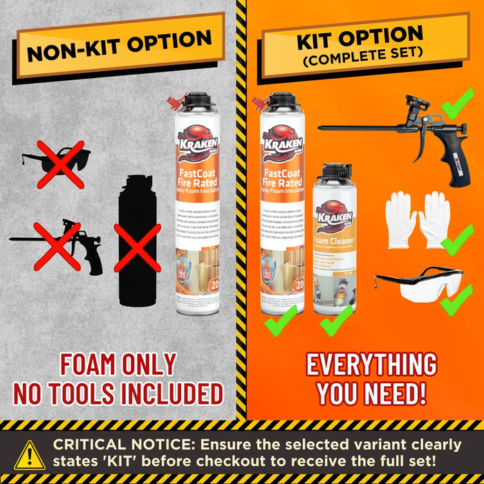 Kraken Bond FastCoat Insulation Spray Foam (Closed Cell Expanding Foam), Class A Fire Rated