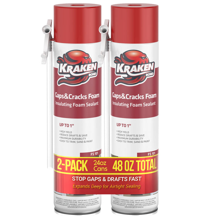 Kraken Bond Gaps & Cracks Filler Straw Foam, Insulating Foam Sealant 12/24 oz