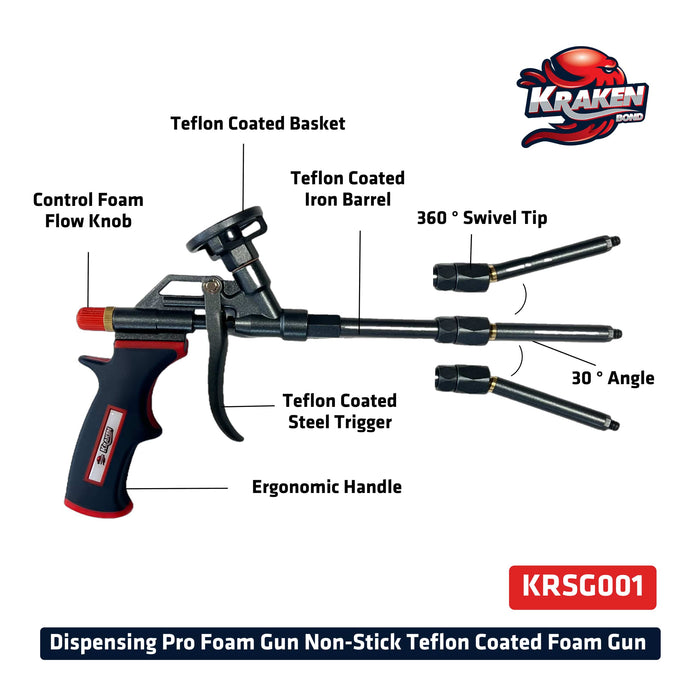 Kraken Bond Pro Foam Gun - 8" - Features