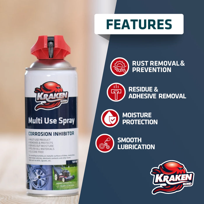 Kraken Bond Multi Use Spray - Rust Inhibitor & Multi-Purpose Lubricant Spray, 11 fl oz