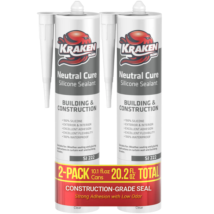 Kraken Bond Neutral Cure Building-Construction Silicone Sealant - Clear, 10.1 fl oz