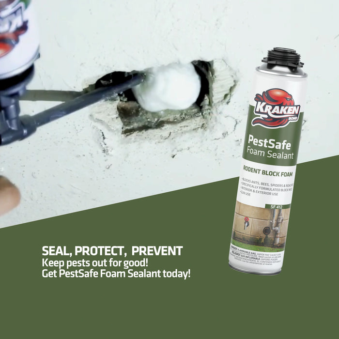 Kraken Bond Pro PestSafe Foam Sealant - Pest & Rodent Block Foam, 24 oz