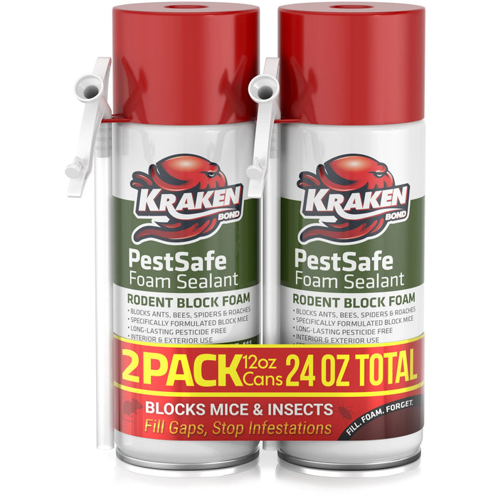 Kraken Bond PestSafe Straw Foam Sealant - Pest & Rodent Block Foam 12 oz