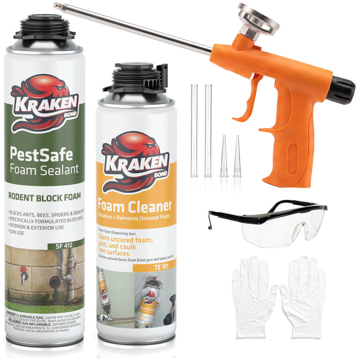 Kraken Bond Pro PestSafe Foam Sealant - Pest & Rodent Block Foam, 24 oz