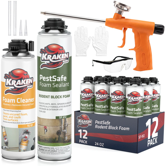 Kraken Bond Pro PestSafe Foam Sealant - Pest & Rodent Block Foam, 24 oz