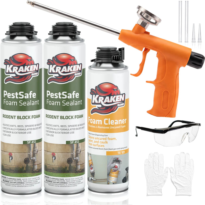 Kraken Bond Pro PestSafe Foam Sealant - Pest & Rodent Block Foam, 24 oz