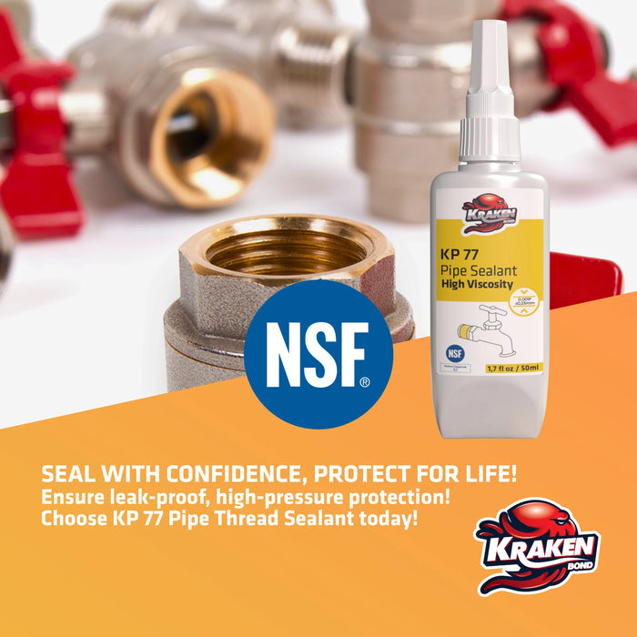 Kraken Bond Pipe Thread Sealant High Viscosity - KP 77, 1.7 oz / 50 ml