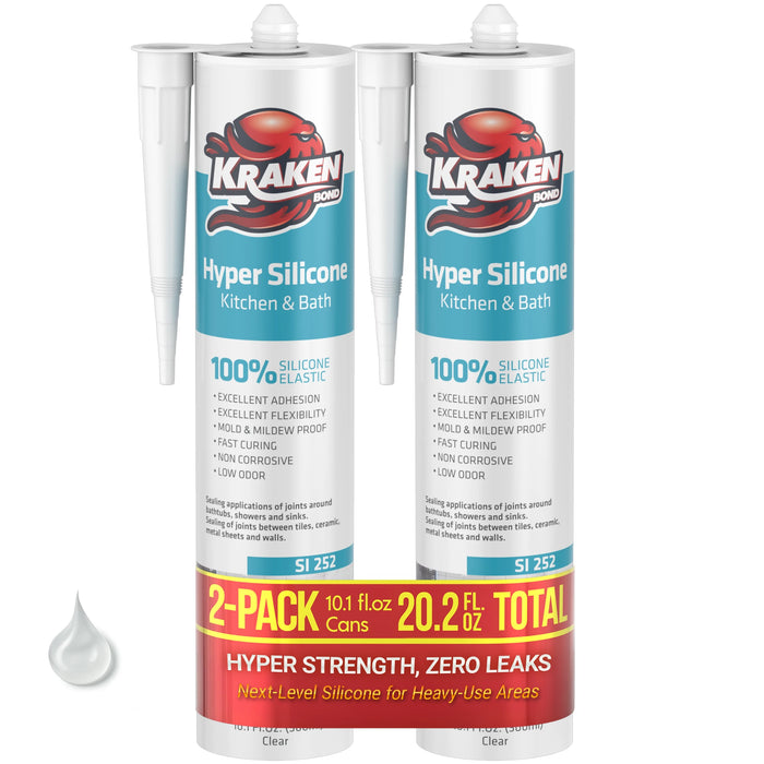 Kraken Bond Hyper Kitchen & Bathroom Silicone - Clear, 10.1 fl oz