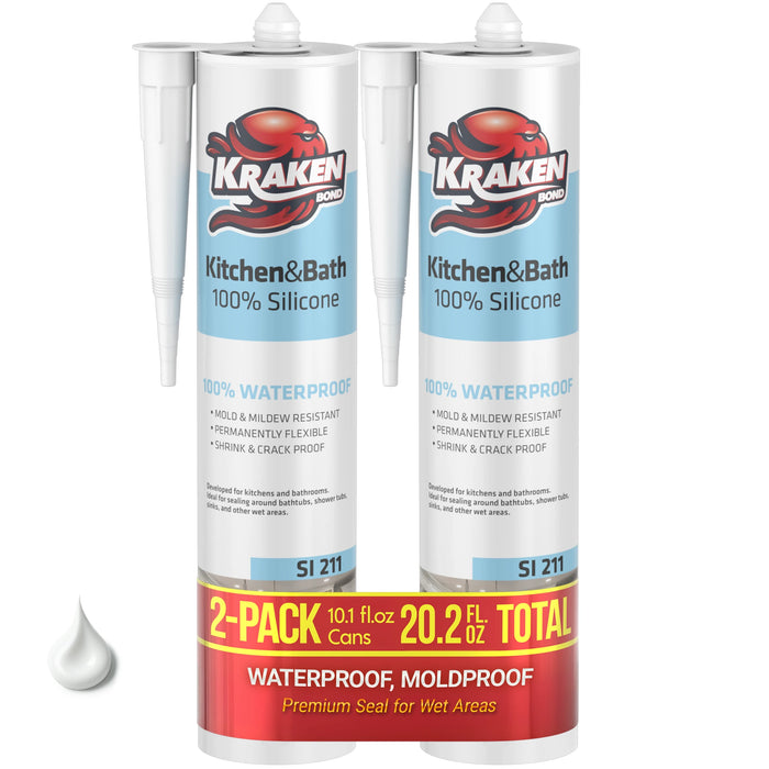 Kraken Bond Kitchen & Bathroom Silicone Sealant - 10.1 fl oz