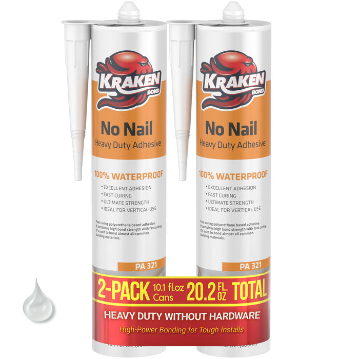 Kraken Bond No Nail Heavy Duty Polyurethane Adhesive - Clear, 10.1 fl oz