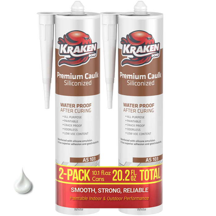 Kraken Bond Premium Siliconized Caulk Sealant - White, 10.1 fl oz
