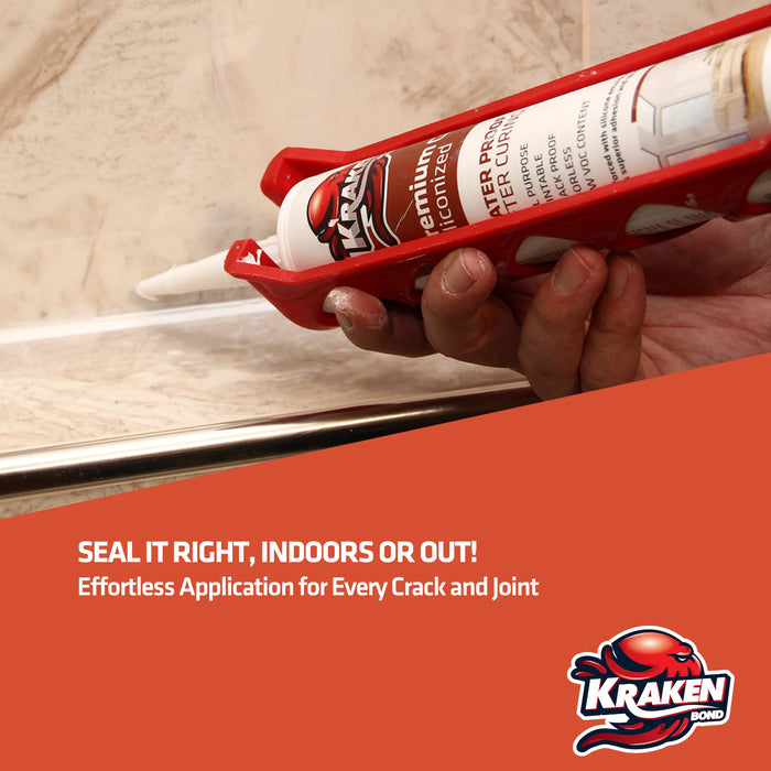 Kraken Bond Premium Siliconized Caulk Sealant - White, 10.1 fl oz