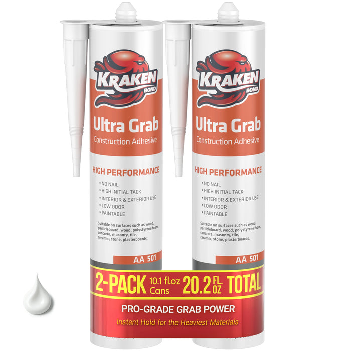 Kraken Bond Ultra Grab Construction Adhesive - White, 10.1 fl oz