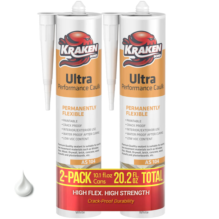 Kraken Bond Ultra Performance Caulk Sealant - White, 10.1 fl oz