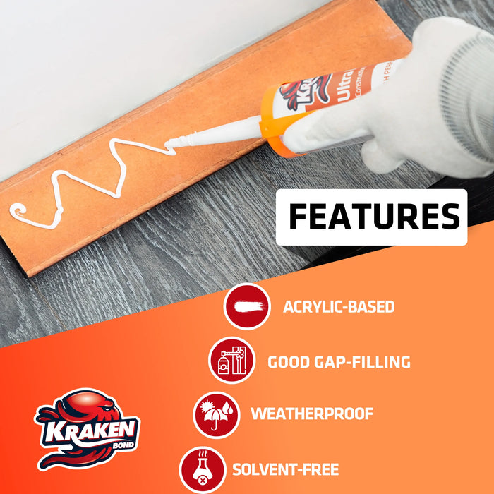 Kraken Bond Ultra Grab Construction Adhesive - White, 10.1 fl oz