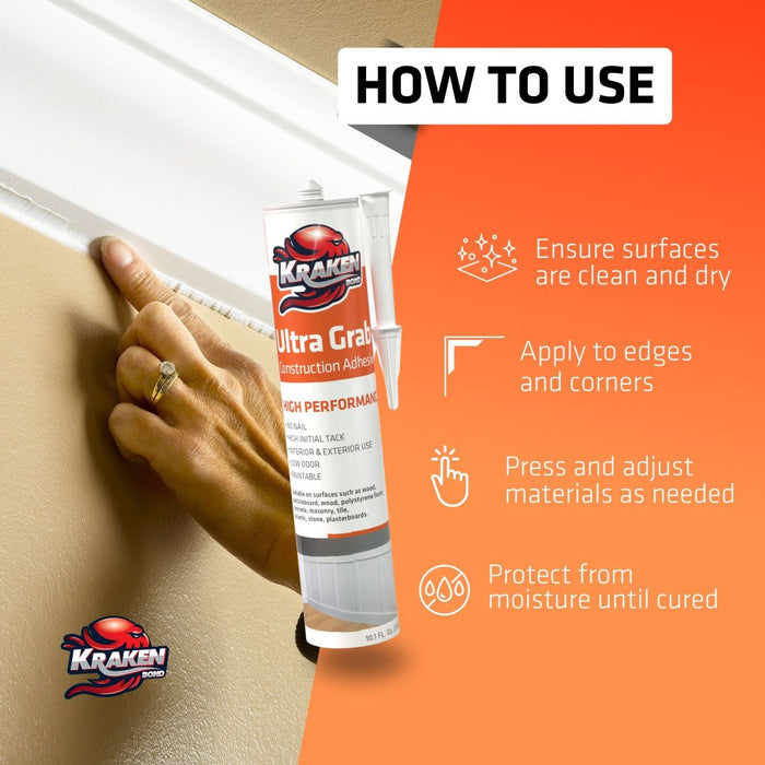 Kraken Bond Ultra Grab Construction Adhesive - How to Use