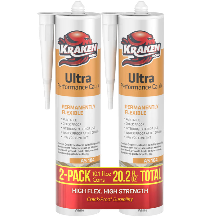 Kraken Bond Ultra Performance Caulk Sealant - White, 10.1 fl oz