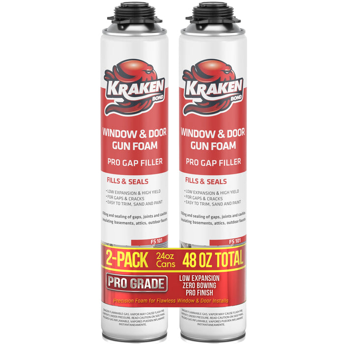 Kraken Bond PRO Window & Door Gap Filler 24oz / 32oz, Low Expansion Gun Foam