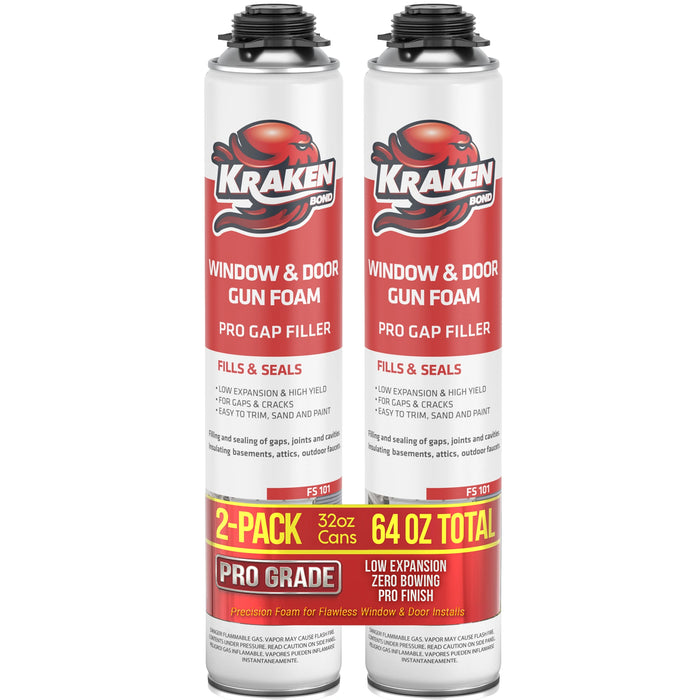 Kraken Bond PRO Window & Door Gap Filler 24oz / 32oz, Low Expansion Gun Foam