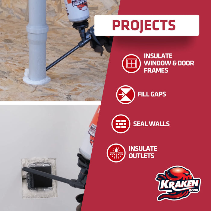 Kraken Bond PRO Window & Door Gap Filler 24oz / 32oz, Low Expansion Gun Foam
