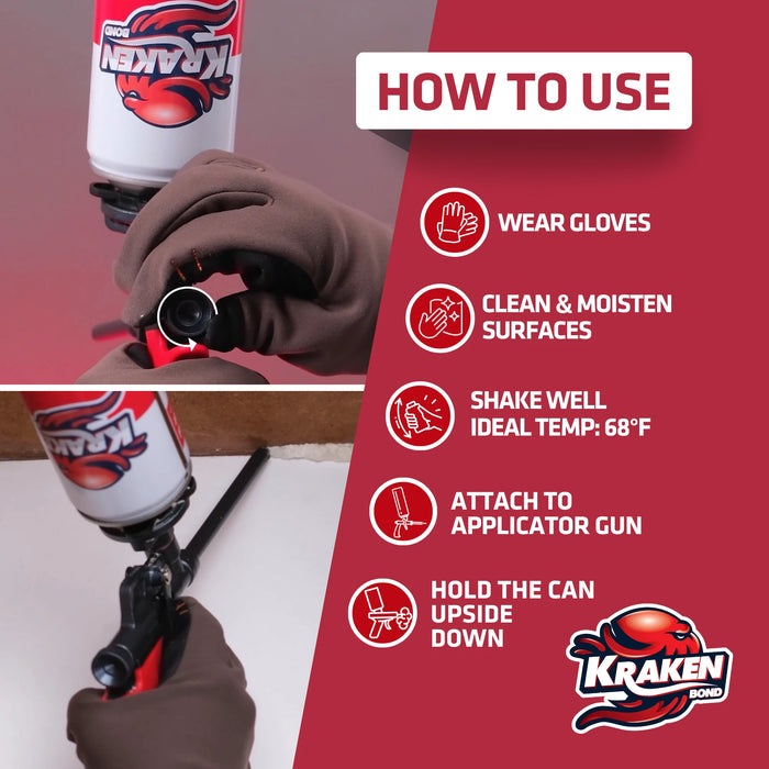 Kraken Bond PRO Window & Door Gap Filler 24oz / 32oz, Low Expansion Gun Foam