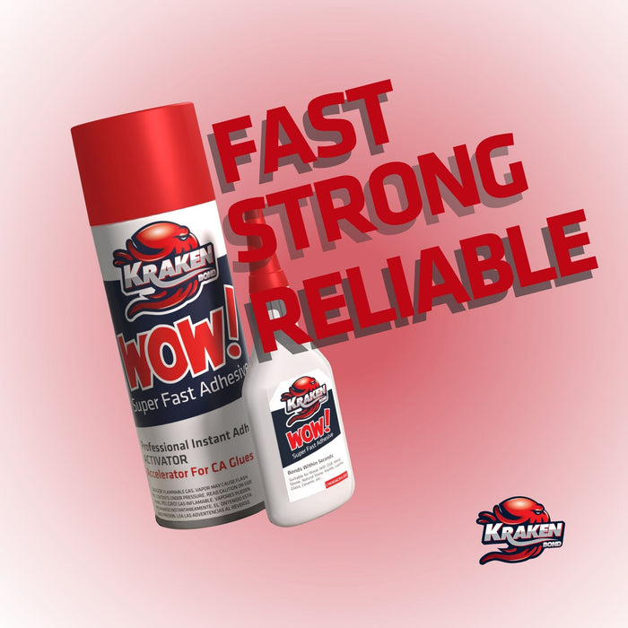 Kraken Bond WOW Super Fast Adhesive CA Glue with Activator Spray