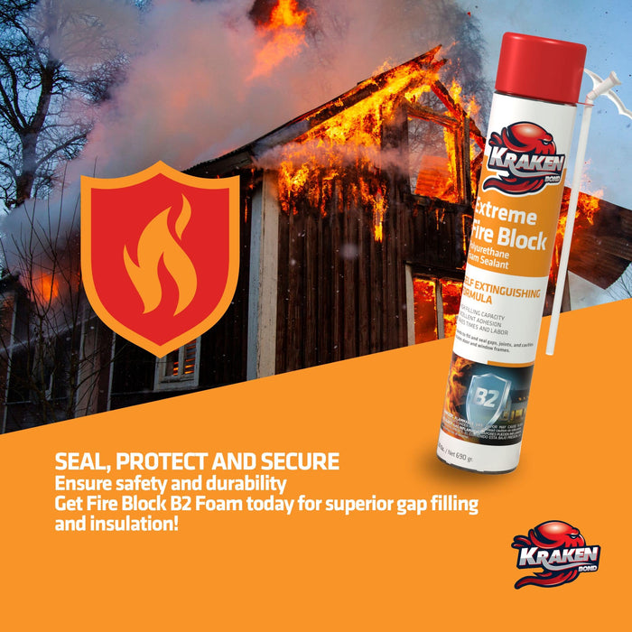 Kraken Bond Extreme Fire Block Polyurethane Straw Foam Sealant