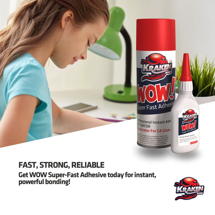 Kraken Bond WOW Super Fast Adhesive CA Glue with Activator Spray