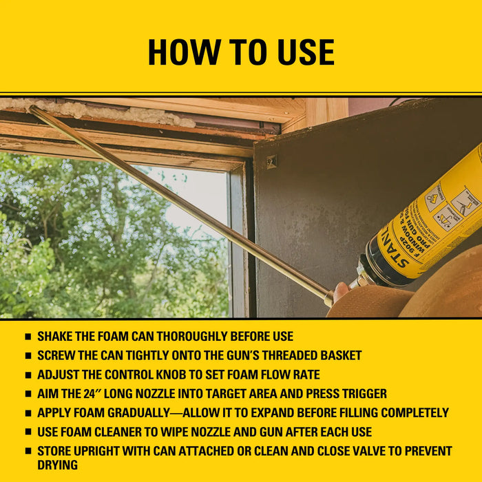 Stanley PRO-FG24 Foam Gun - 24" | High Precision for Expanding Insulation Foam