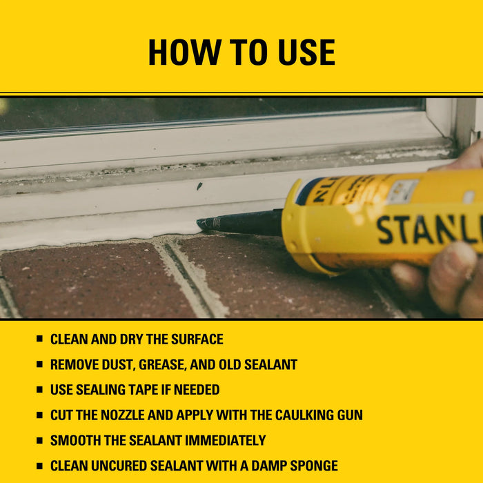 Stanley S302 Window & Door Multiflex - Flexi Seal, White, 9.8 fl oz